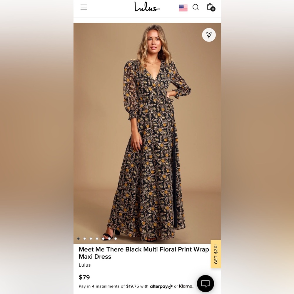 Lulu’s - Meet Me There Black Multi Floral Print Wrap Maxi Dress